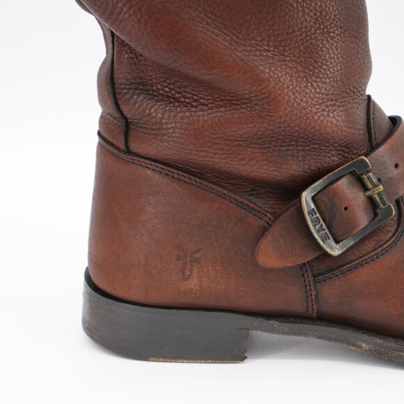 FRYE Harness Boots Size 9 Brown Leather Short Moto Biker VERONICA Booties Sz. 9 - Picture 5 of 10